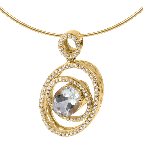 Jacques Lemans SE-C159C Damen Kette Halskette Collier Sterlingsilber vergoldet mit White Topas